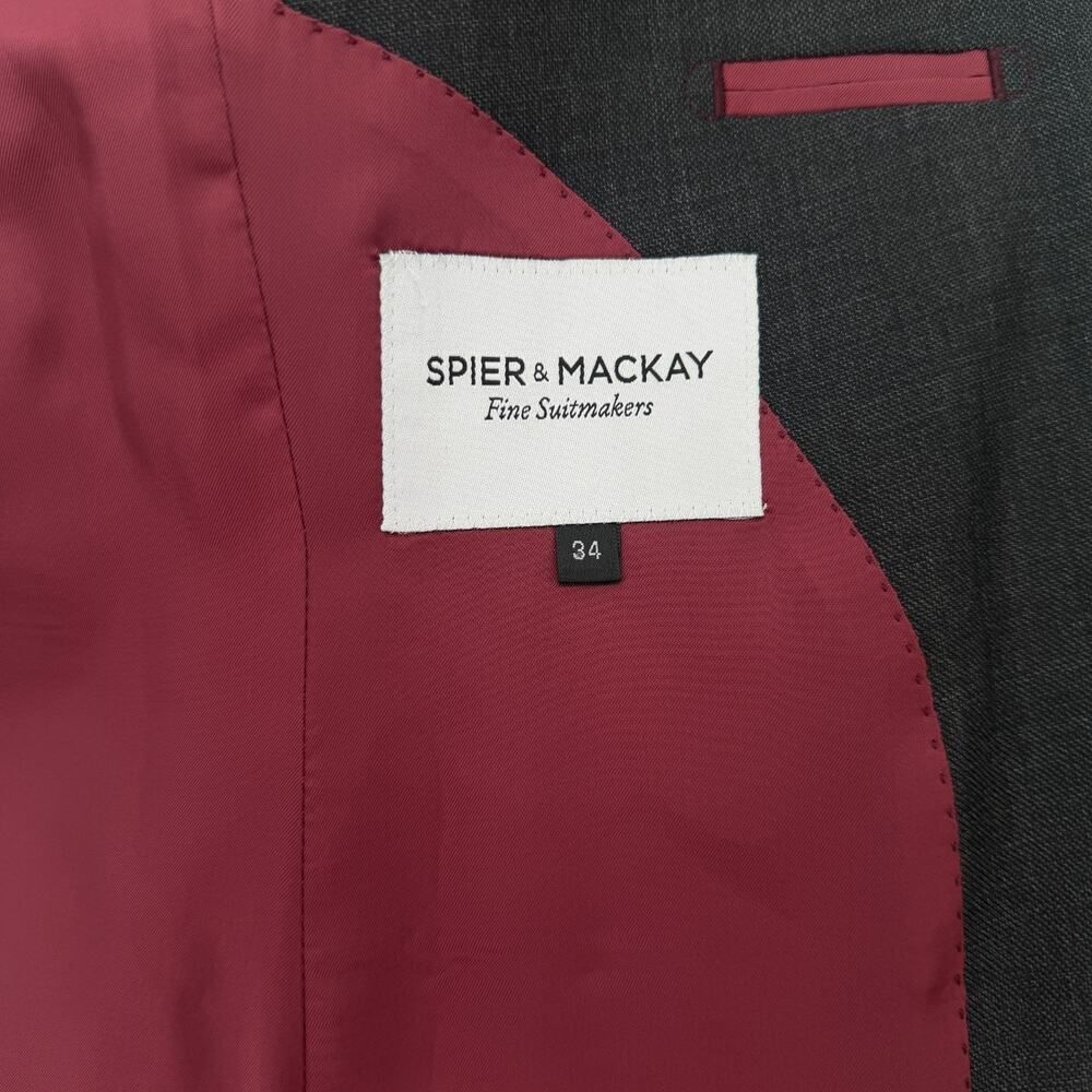 Spier & Mackay Blazer 34 Gray Charcoal Wool Slim Fit Sports Coat Suit Jacket - Picture 6 of 14